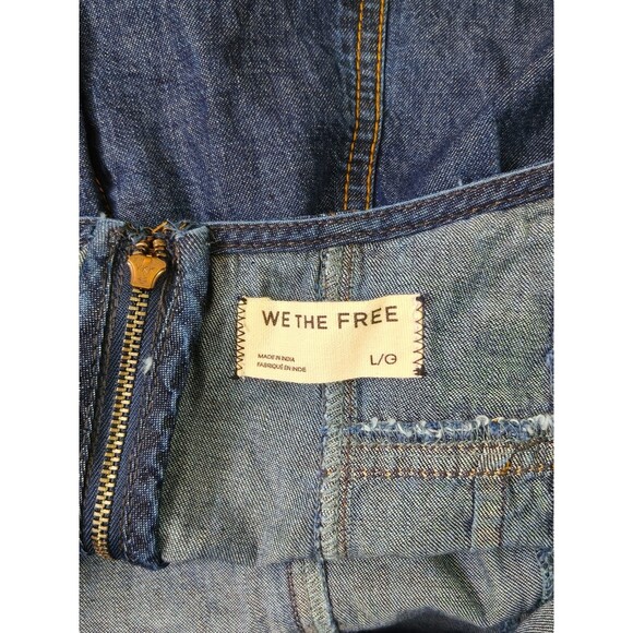 Free People We The Free Nostalgia Ultra-Shortalls Romper Denim Swingy L 282592 - Picture 9 of 9